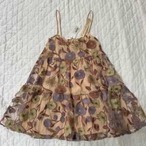 Saltwater LUXE Floral Mini Dress in Purple and Green - Size XS